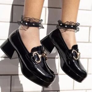 Elegant Black Loafers with Gold Buckle